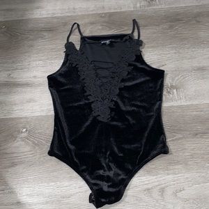 Floral velvet bodysuit